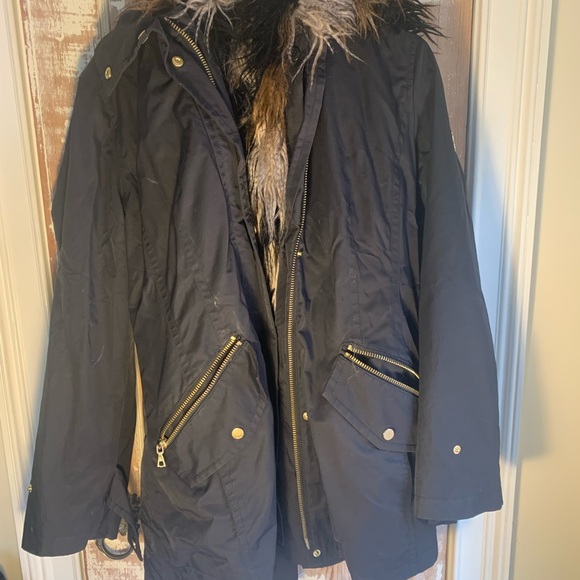 Trina Turk Black Winter Jacket with Removable fur insert - Picture 3 of 7